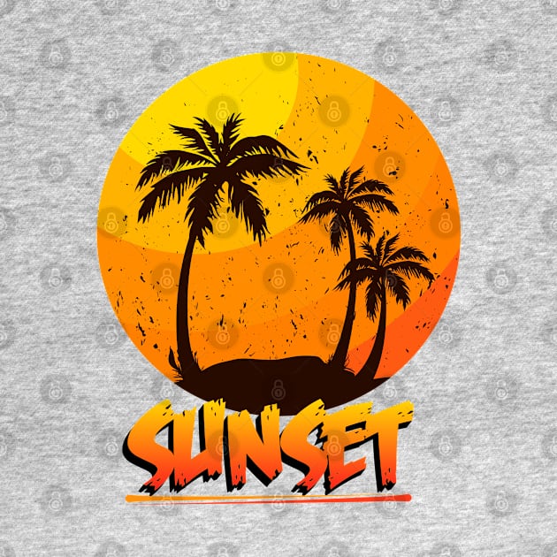 Sunset Palm Tree by Ubold